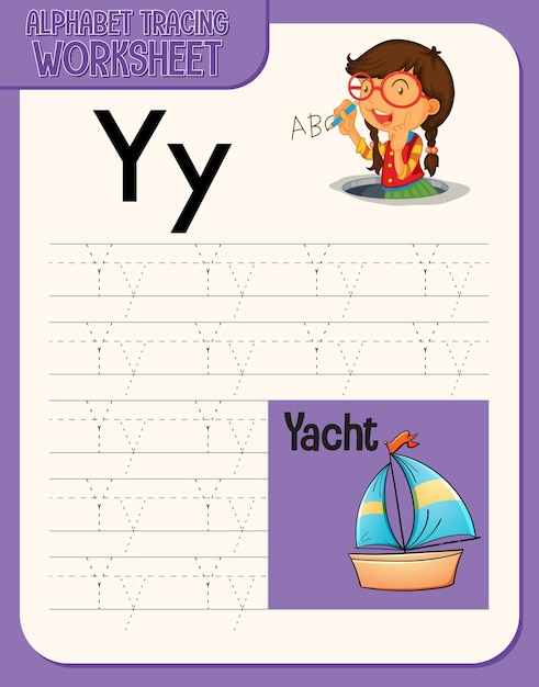 Planilha de rastreamento de alfabeto com letras e vocabulário
