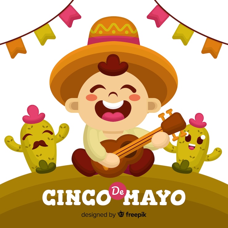 Vetor grátis plano, cinco, mayo, fundo