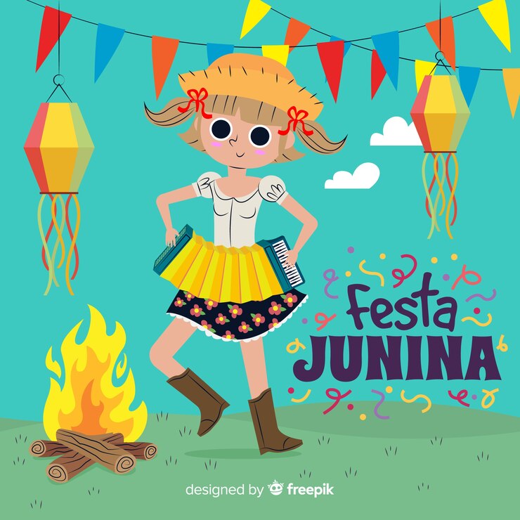Vetor grátis plano de festa junina fundo