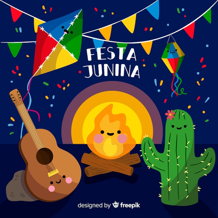 Vetor grátis plano de festa junina fundo
