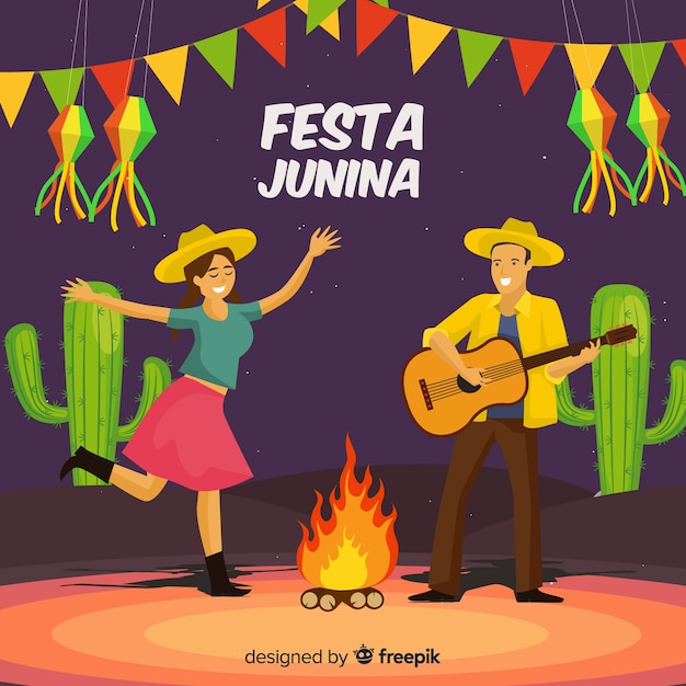 Vetor grátis plano de festa junina fundo