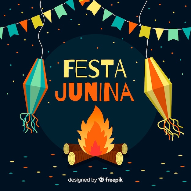 Vetor grátis plano de festa junina fundo