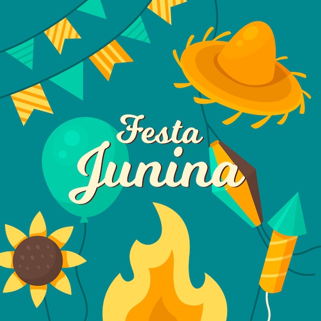 Vetor grátis plano de festa junina fundo