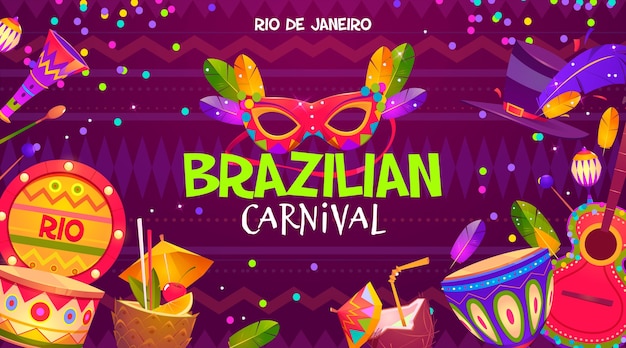 Vetor grátis plano de fundo de carnaval brasileiro de design plano