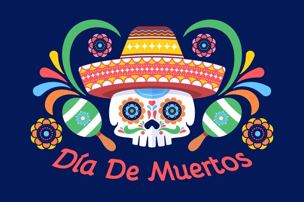 Plano de fundo día de muertos em design plano