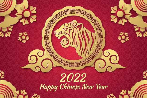 Plano de fundo do ano novo chinês em estilo de papel