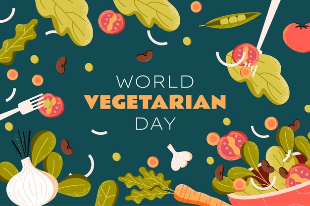 Plano de fundo do dia vegetariano em mundo plano