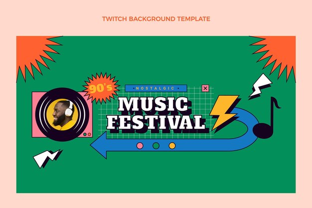 Plano de fundo do festival de música nostálgico dos anos 90