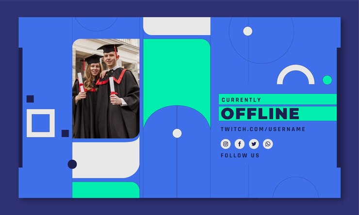 Vetor grátis plano de fundo do twitch para a formatura da turma de 2023