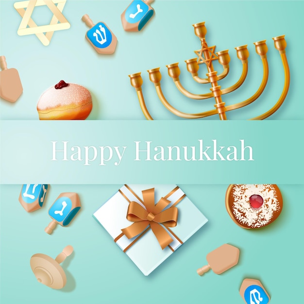 Vetor grátis plano de fundo hanukkah realista