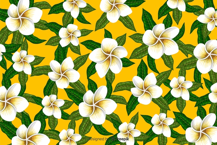 Vetor grátis plano de fundo padrão de flor tropical