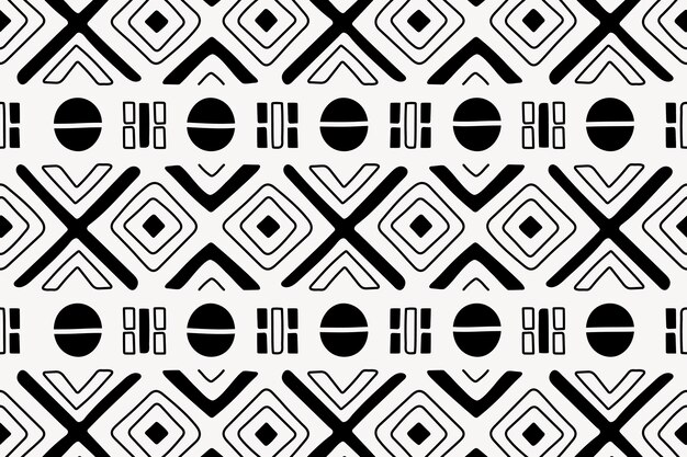 Plano de fundo padrão, desenho tribal asteca sem costura, estilo geométrico preto e branco, vetor