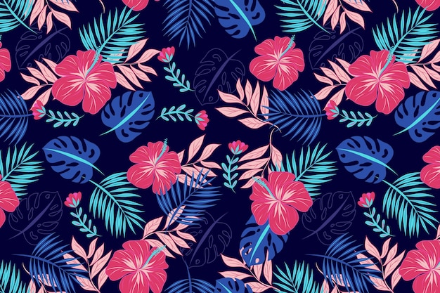 Vetor grátis plano de fundo padrão floral bonito