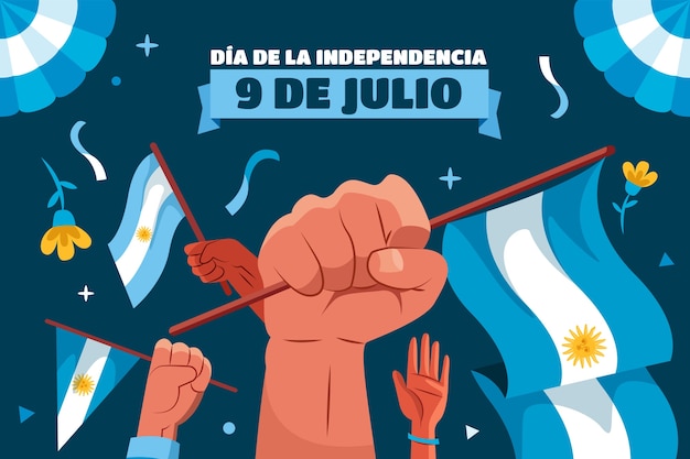 Vetor grátis plano de fundo para a celebração do dia da independência argentina