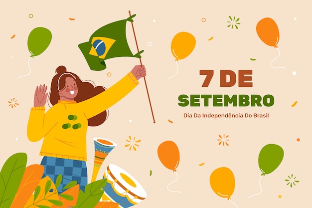 Vetor grátis plano de fundo para a celebração do dia da independência brasileira