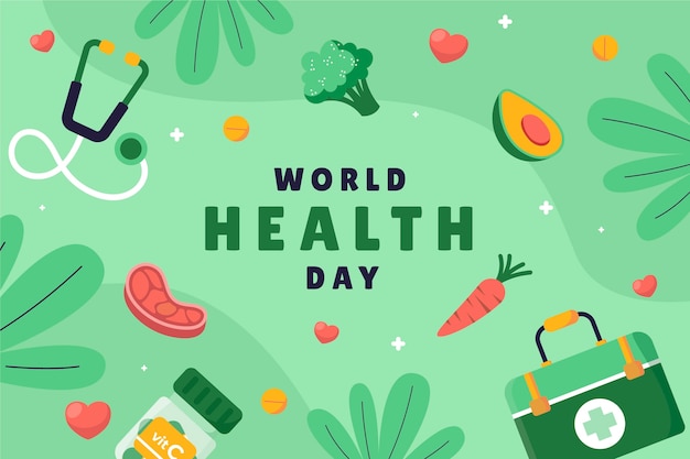 Vetor grátis plano de fundo para a celebração do dia mundial da saúde