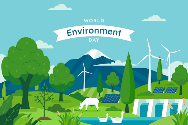 Vetor grátis plano de fundo para a celebração do dia mundial do meio ambiente