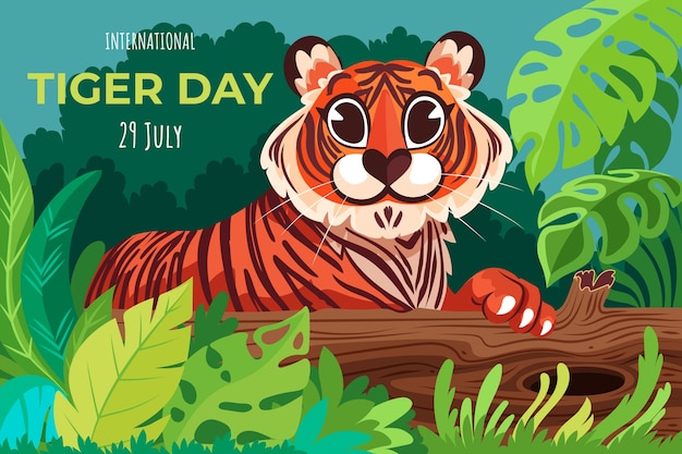 Vetor grátis plano de fundo para a conscientização do dia internacional do tigre