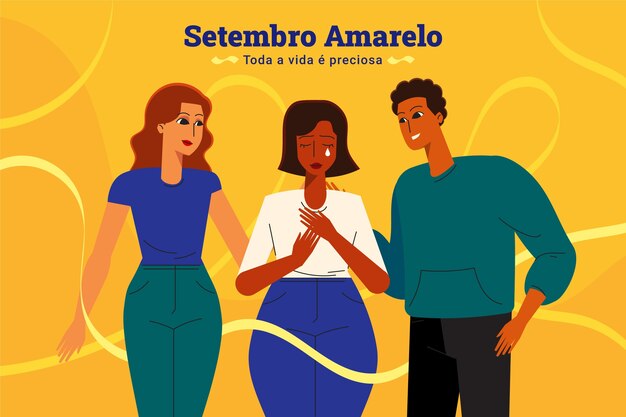 Plano de fundo para a prevenção do suicídio em setembro amarelo brasileiro