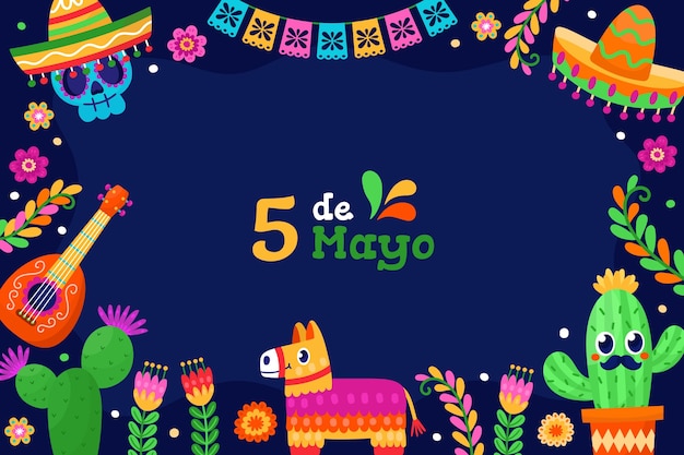 Vetor grátis plano de fundo para celebração de cinco de maio