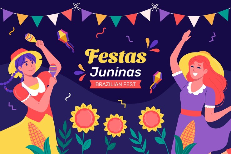 Vetor grátis plano de fundo para celebrações de festas juninas brasileiras