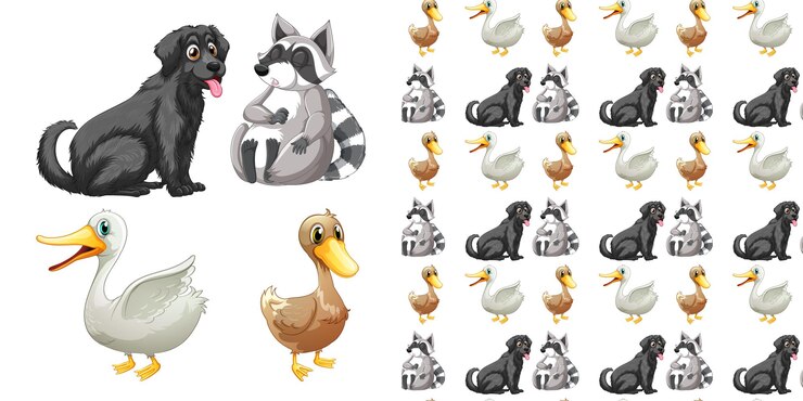 Vetor grátis plano de fundo perfeito com animais