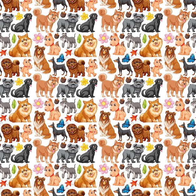 Vetor grátis plano de fundo perfeito com muitos cães