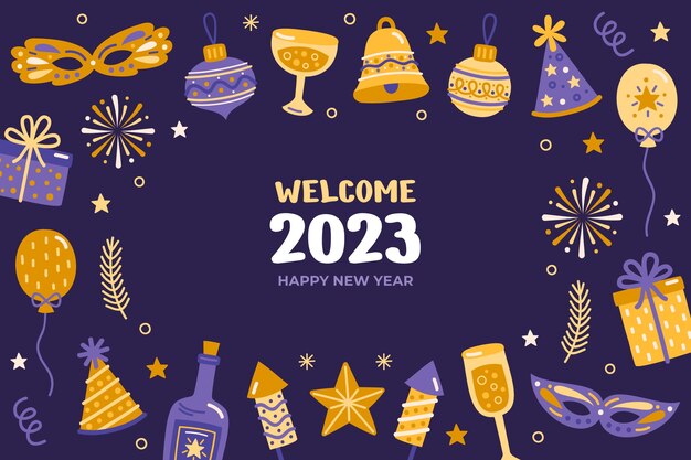 Plano de fundo plano de ano novo 2023