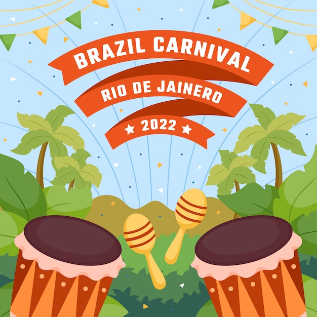 Vetor grátis plano de fundo plano de carnaval brasileiro