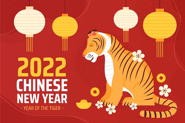 Vetor grátis plano de fundo plano do ano novo chinês