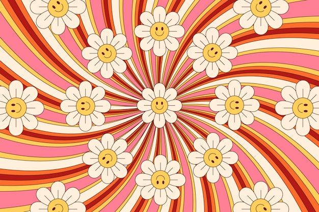 Plano de fundo retrô dos anos 60-70 de design plano