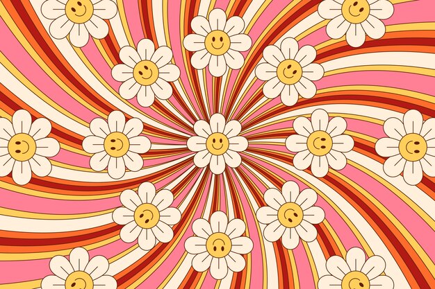 Plano de fundo retrô dos anos 60-70 de design plano