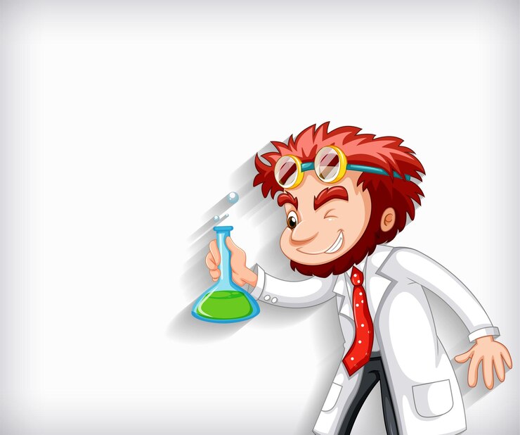 Vetor grátis plano de fundo simples com um cientista maluco segurando uma substância química
