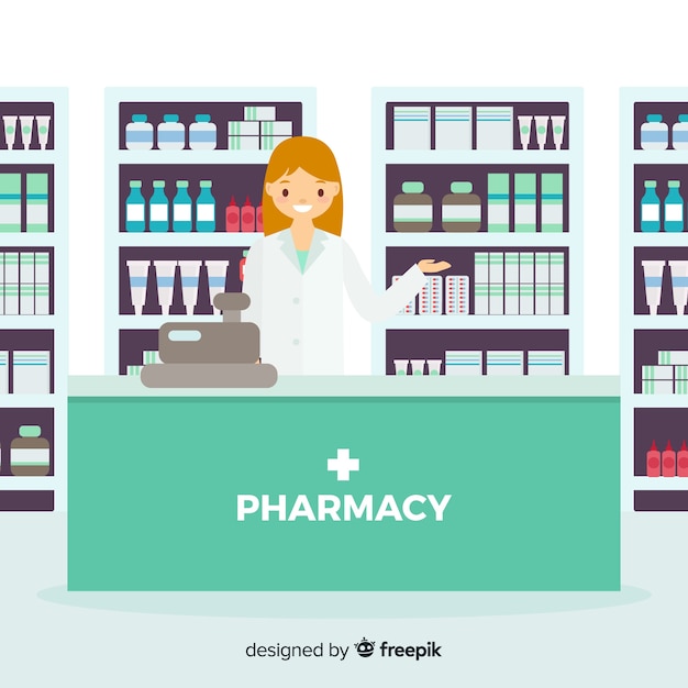 Plano de fundo simples farmacêutico sorridente