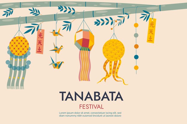 Plano de fundo tanabata com ornamentos