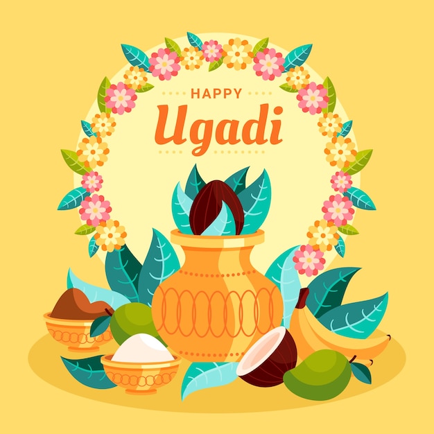 Vetor grátis plano de fundo ugadi