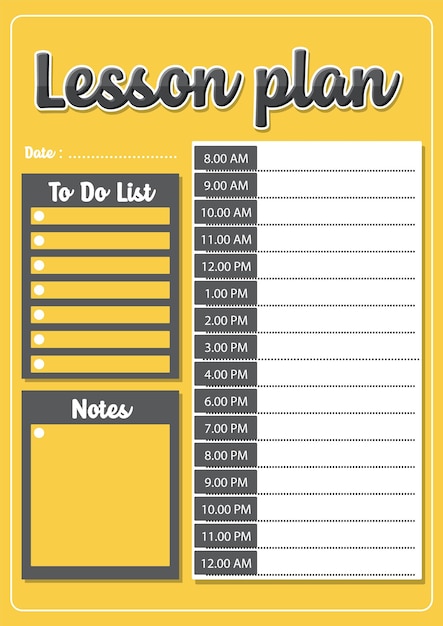 Plano de lição amarelo lista de tarefas