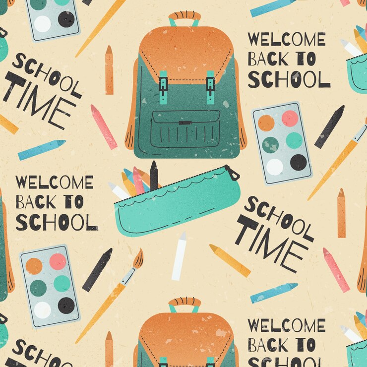 Vetor grátis plano de volta ao design de padrão de escola