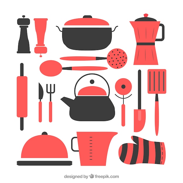 Plano utensílios de cozinha set