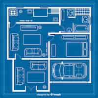 Vetor grátis planta moderna e digital de uma casa