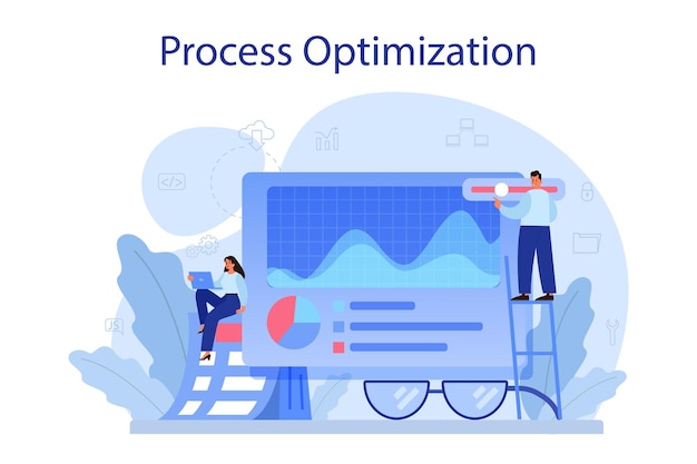 Plataforma ou serviço on-line do estágio de maturidade Período do ciclo de vida do projeto Implementação e desenvolvimento de projetos de negócios Plano de consulta tutorial on-line Ilustração plana em vetor