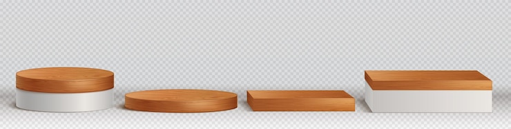 Vetor grátis plataformas de pódios de madeira 3d para produtos de exibição