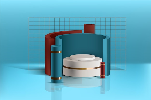 Vetor grátis pódio com grades de metal em efeito 3d