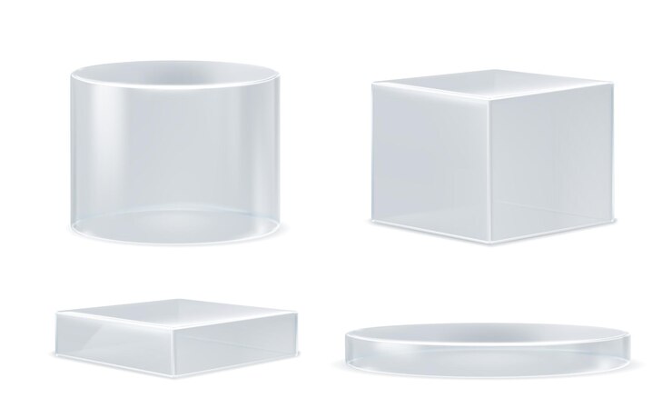 Vetor grátis pódio de produto de cubo e cilindro de vidro transparente