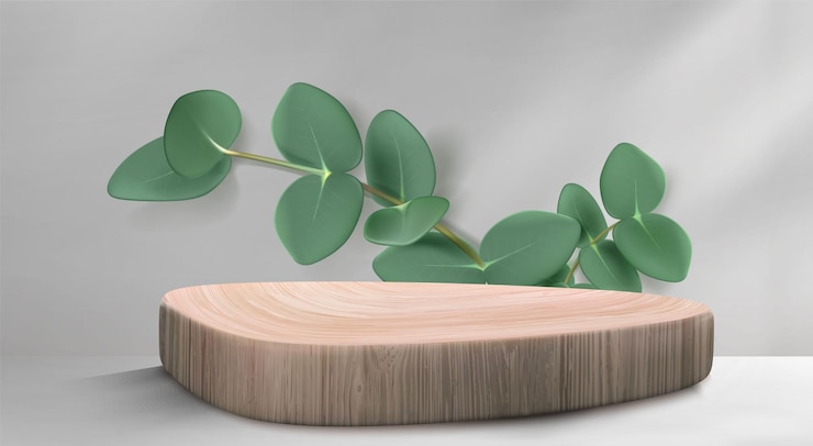 Vetor grátis podium de madeira 3d para exibição de produtos em fundo