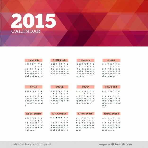 Poligonal 2015 calendário