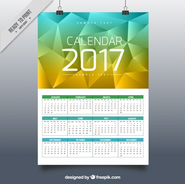 Poligonal 2017 calendário