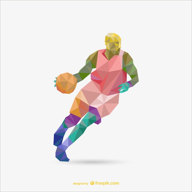 Vetor grátis polígono vector origami de basquete