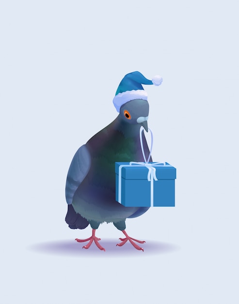 O Pombo de Natal leva correio para o Pai Natal. pombos postais em