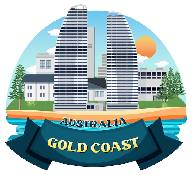 Vetor grátis ponto de referência do edifício gold coast australia